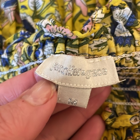 Jennifer & Grace women’s medium top blouse Floral Yellow blue white peplum - Picture 6 of 8